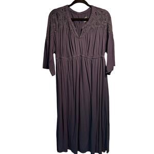 Isabel Maternity Dress Size XXL Navy Blue V-Neck Lace Details 3/4 Sleeve Knit